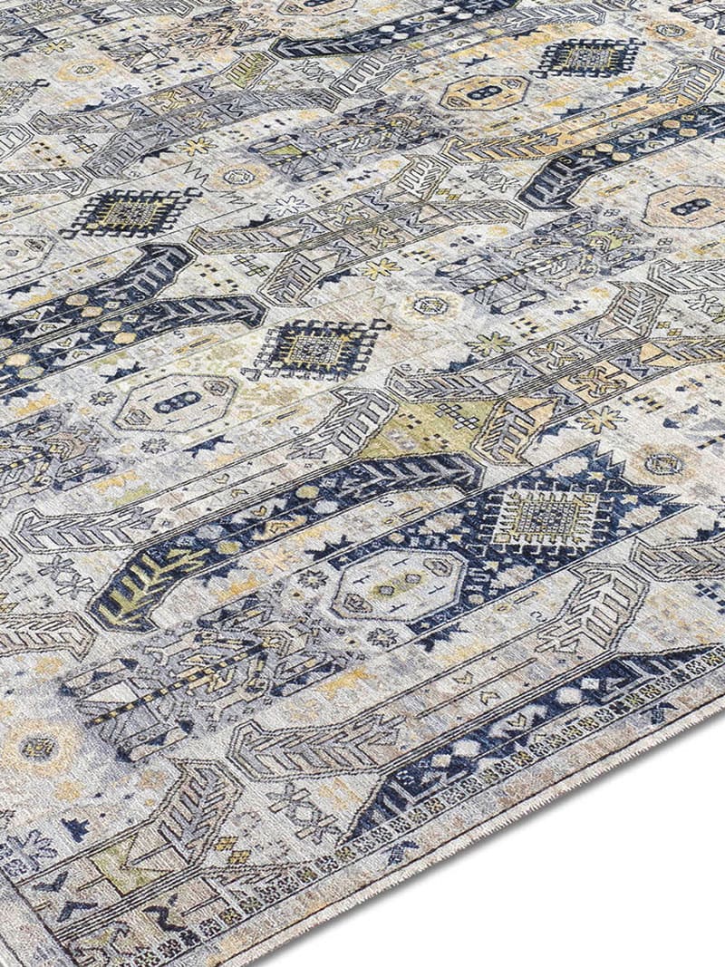Soul Grey Yellow auf Grau Teppich | Größe: 183 x 274 cm