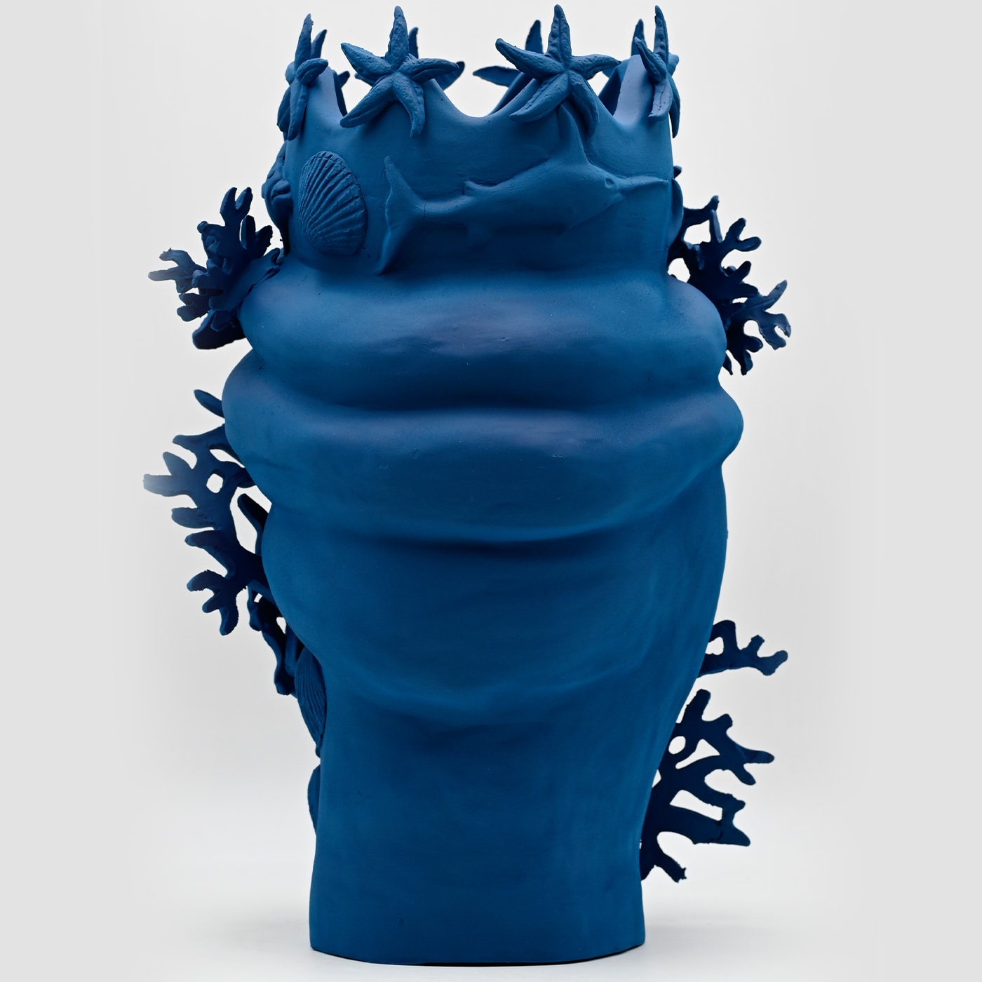 Maure‑Kopf royalblau handgefertigte Skulptur