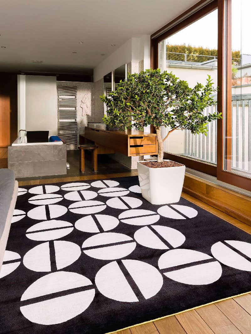 Circle Weiß Schwarz Teppich