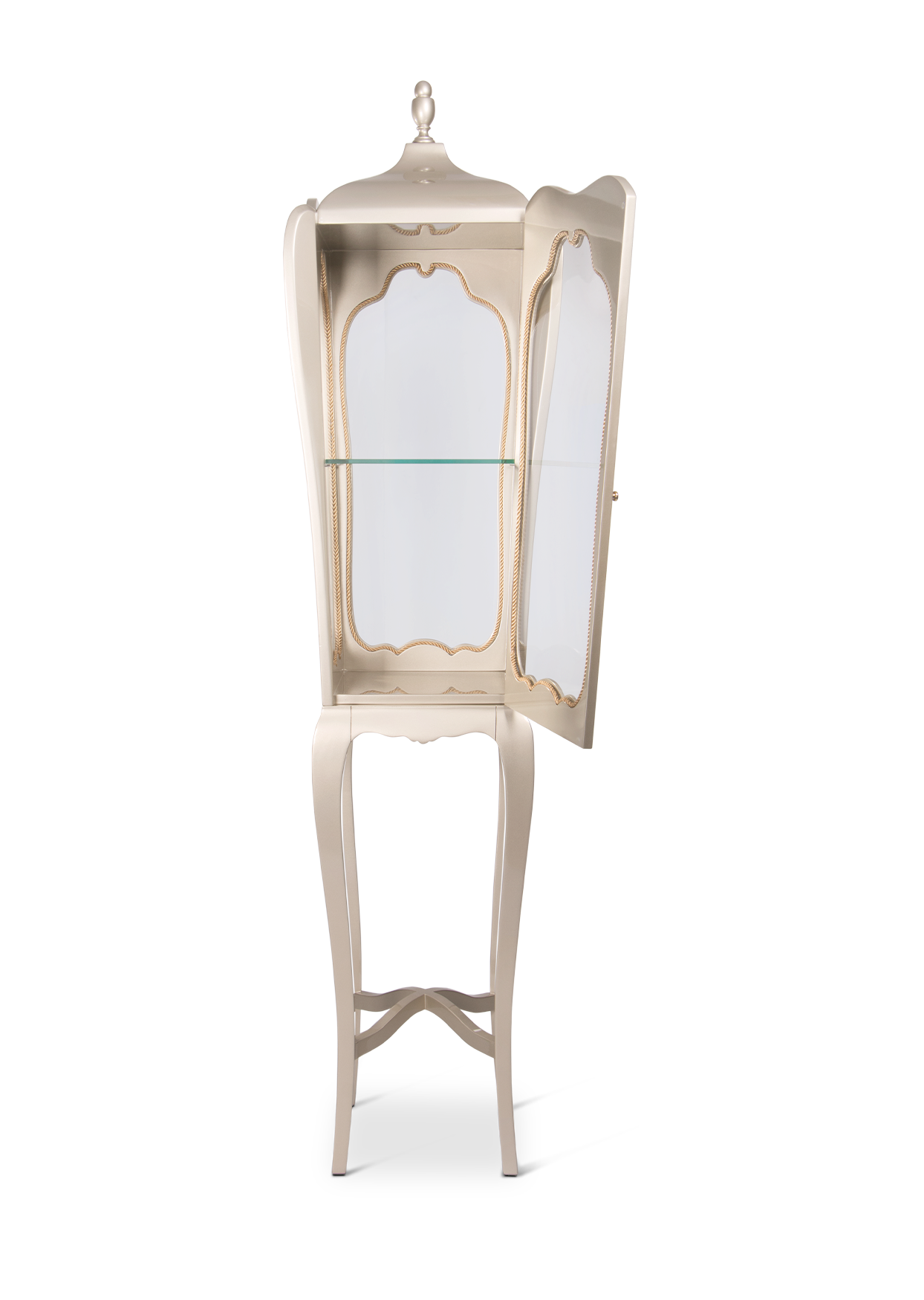 Empire Schlanker Cremefarbener Vitrinen‑Schrank