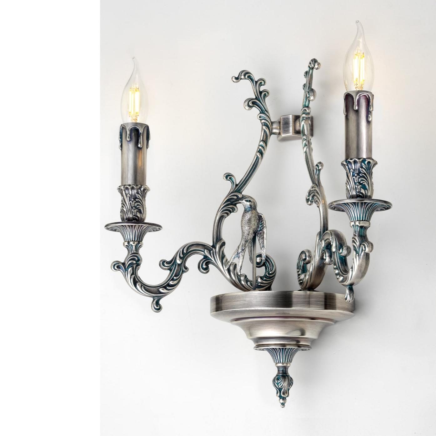 Bird Blue Silver 2-flammige Wandleuchte