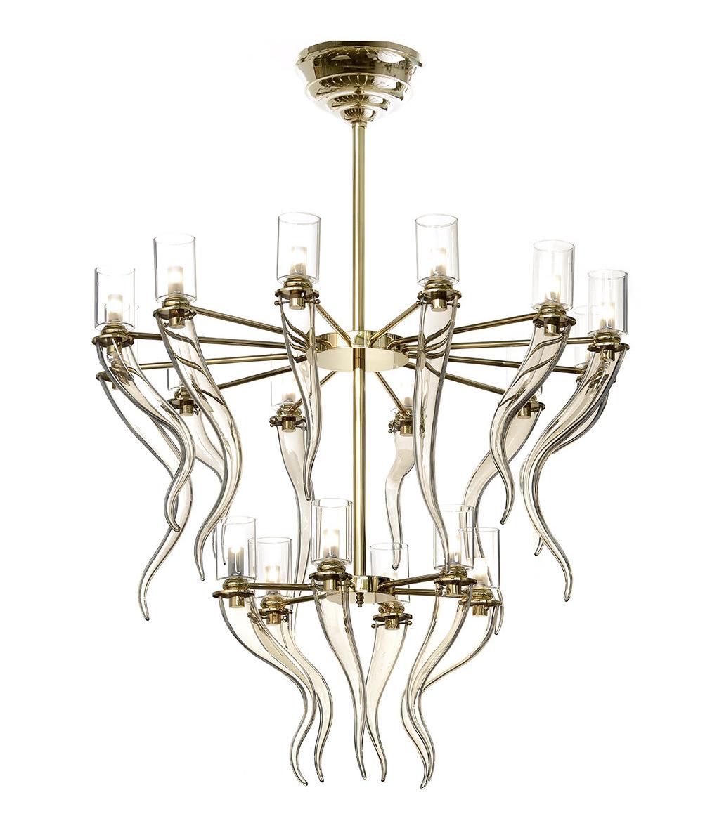 Murano Horn Soft Gold Kronleuchter