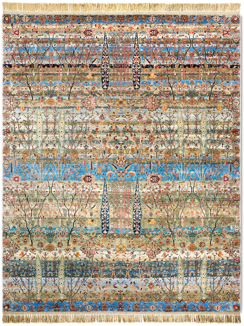 Pine Garden Original auf Blau-Grün-Mix Teppich | Größe: 183 x 274 cm