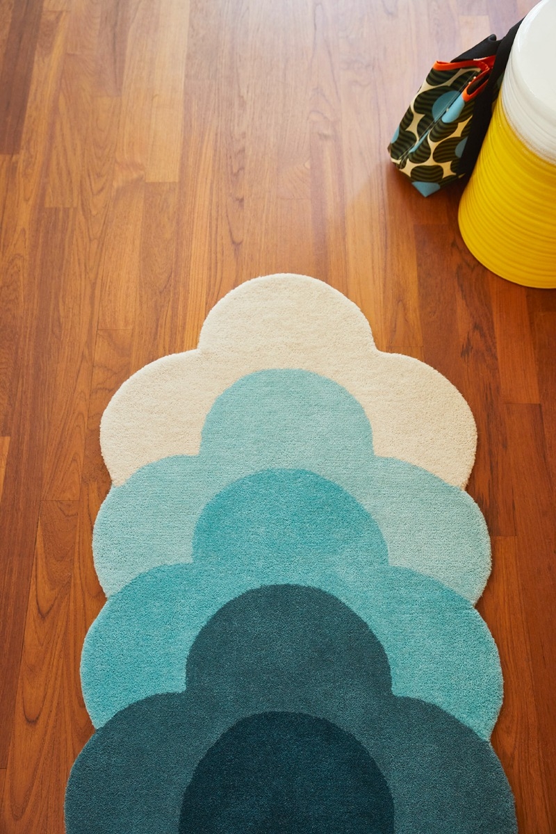 Optical Flower Teal 061207 Teppich | Größe: 87 x 300 cm