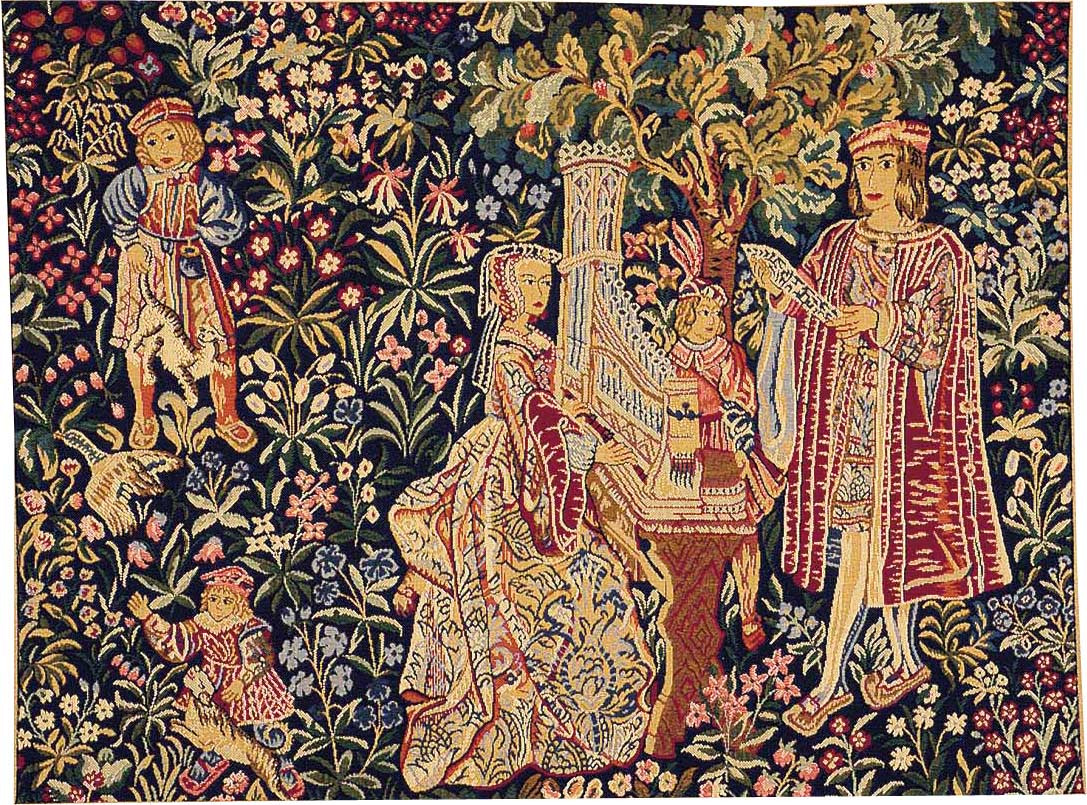 Dame mit Orgel ohne Rahmen Wandteppich | Größe: 50 × 67 cm