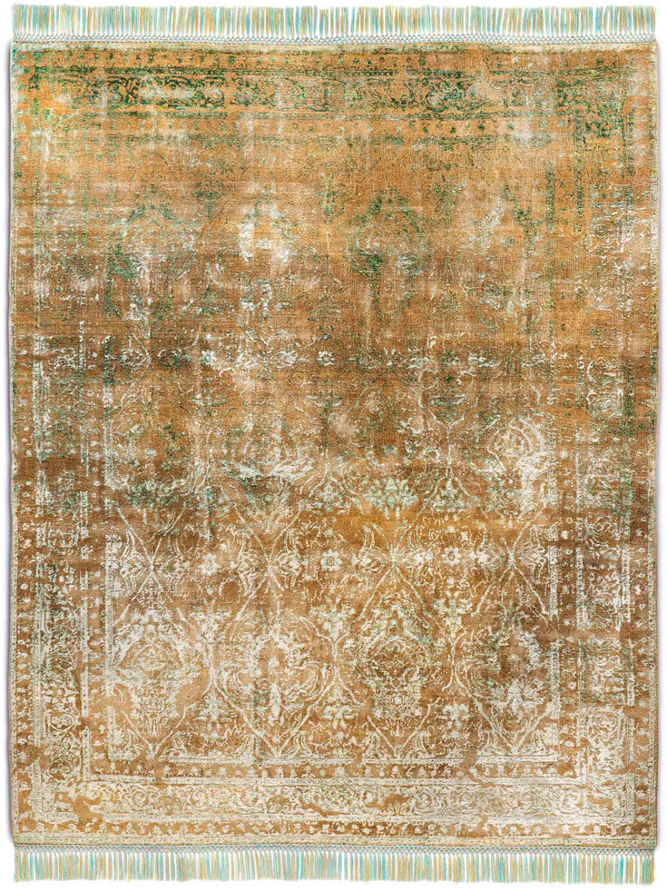 Rajasthan ZeroPile Ex Electric Blue auf Beige‑Mix Teppich | Größe: 183 x 274 cm