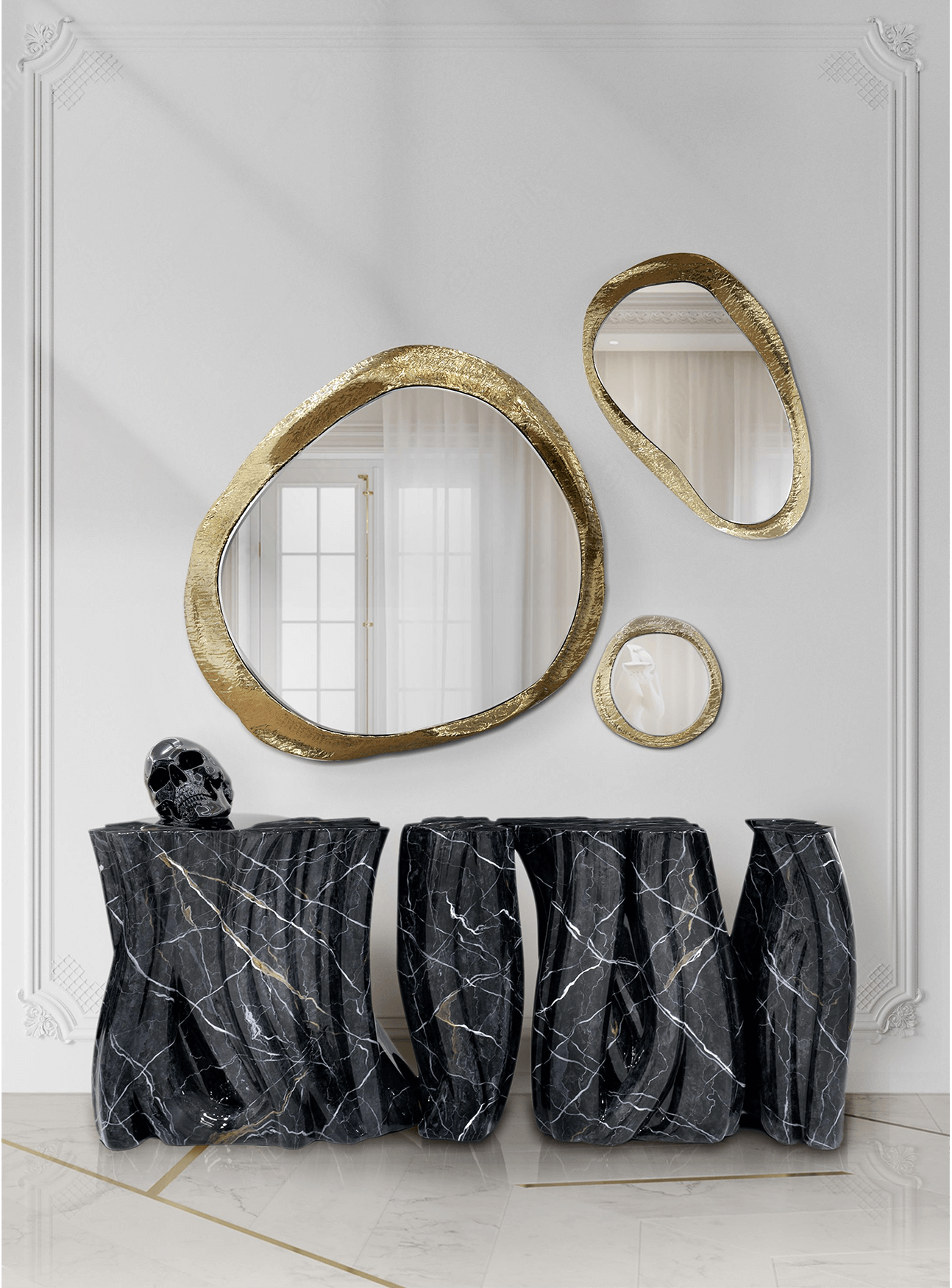 Monochrome Kunstmarmor Premium‑Sideboard