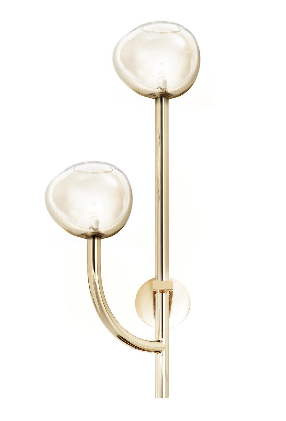 Honey Glas 2-flammige Wandleuchte in Soft-Gold-Optik