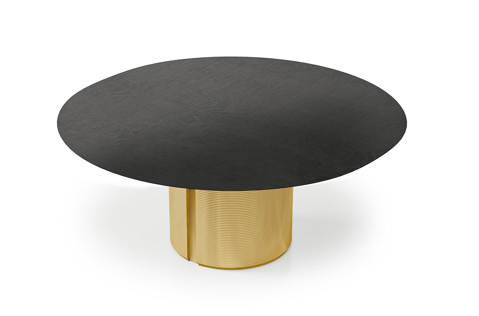 Schwarz & Gold Runder Esstisch | Dimensions: Ø 180 cm