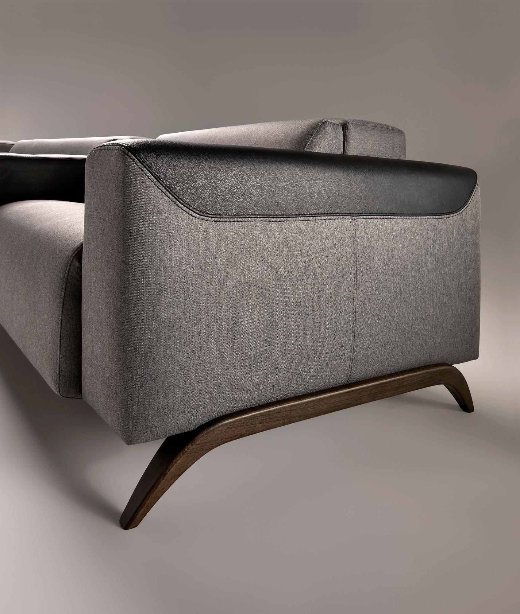 Atlanta Graues 3-Sitzer Geschwungenes Sofa