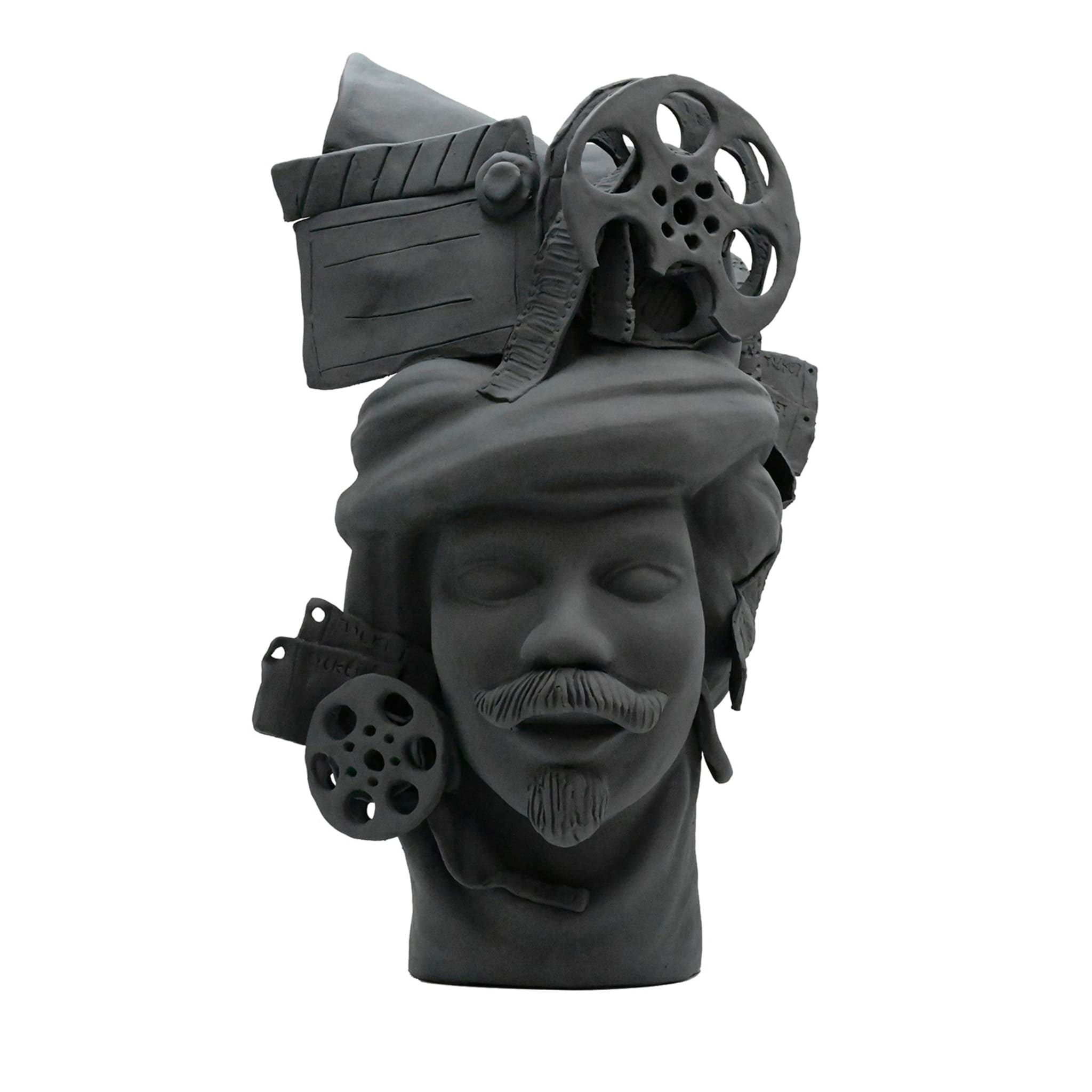 Maure‑Kopf grau matt Skulptur