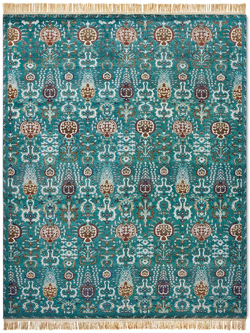 Isfahan Reverse Original auf Midnight Green Teppich