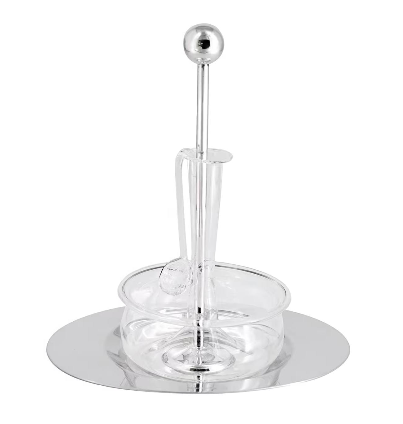 Silberner Senf‑Halter