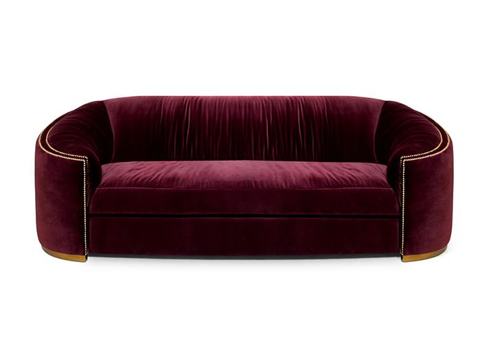Premium Comfort Rotes Geschwungenes Sofa