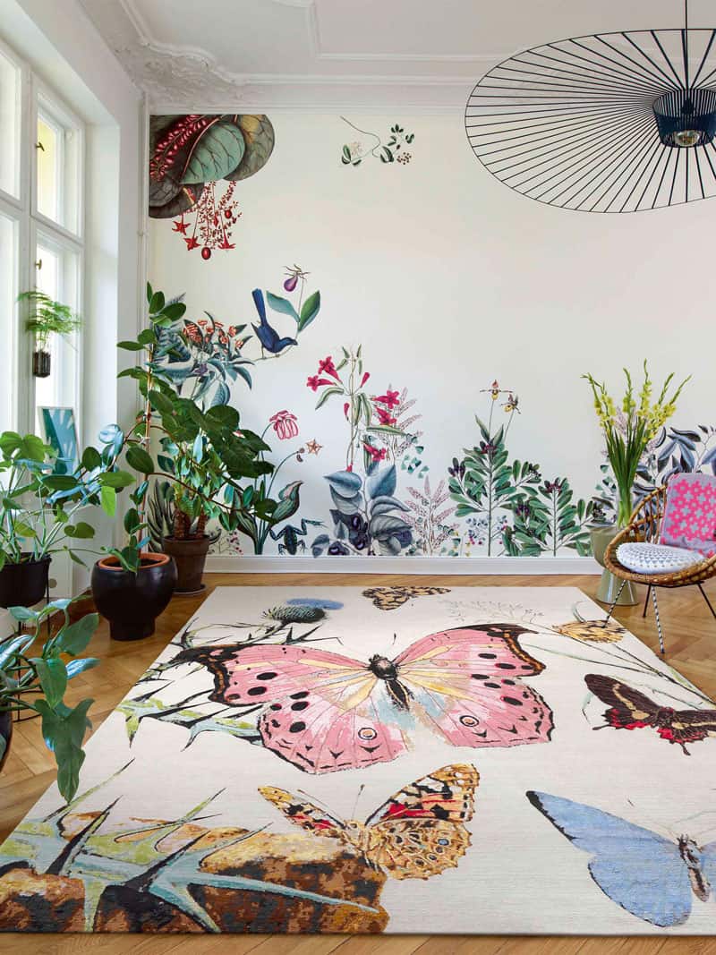 Butterfly Original Grau‑Weiß Teppich | Größe: 305 x 427 cm