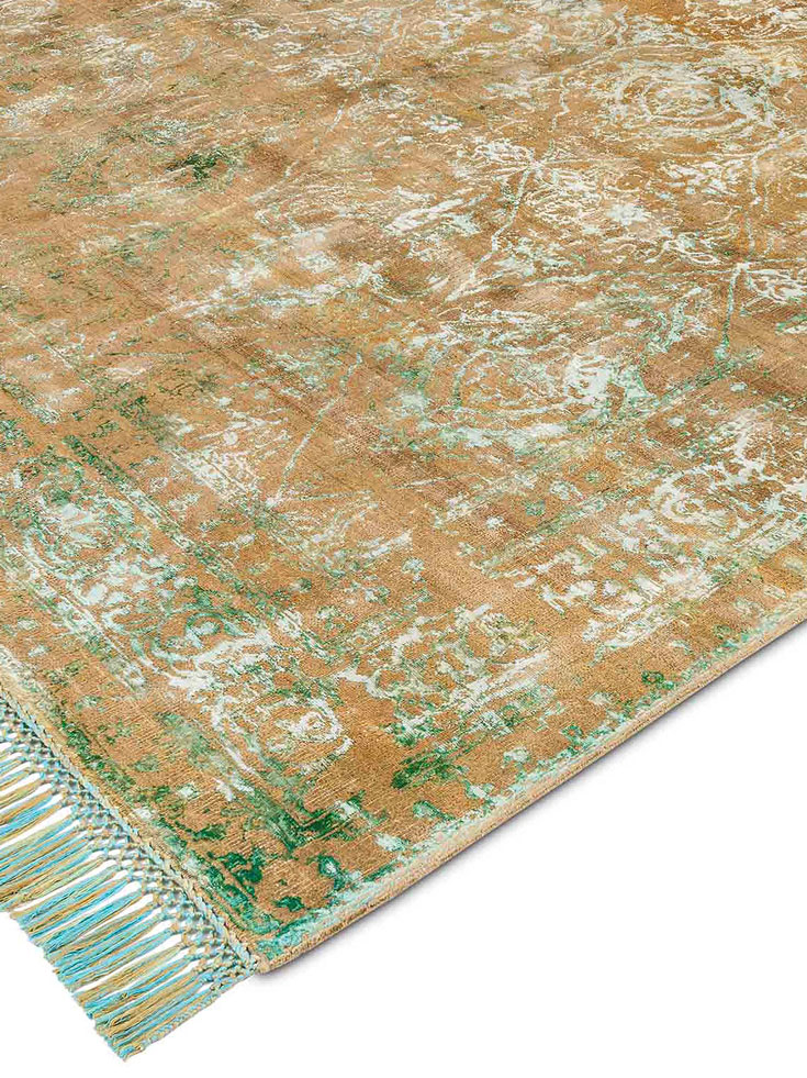 Rajasthan ZeroPile Ex Electric Blue auf Beige‑Mix Teppich | Größe: 183 x 274 cm