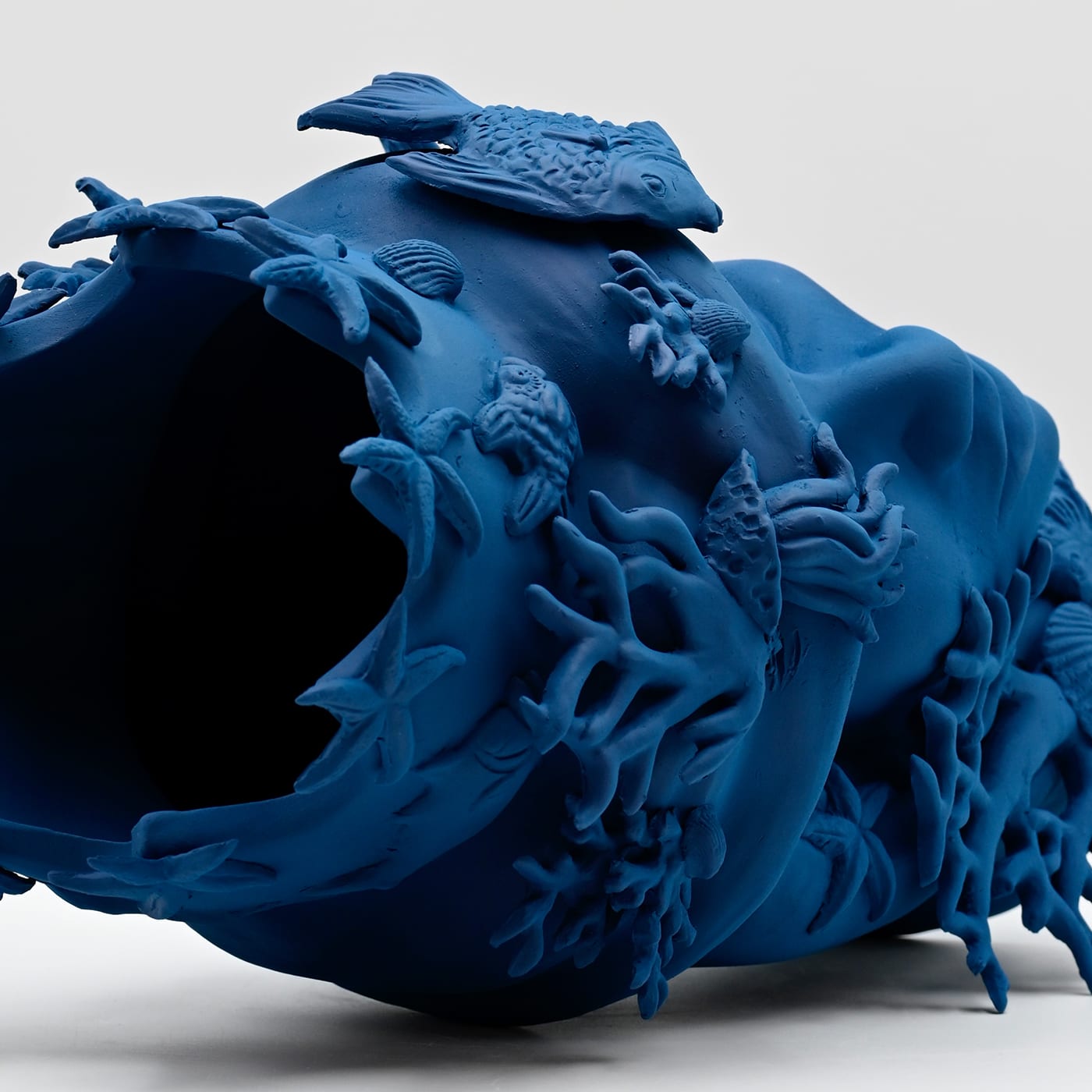 Maure‑Kopf royalblau handgefertigte Skulptur