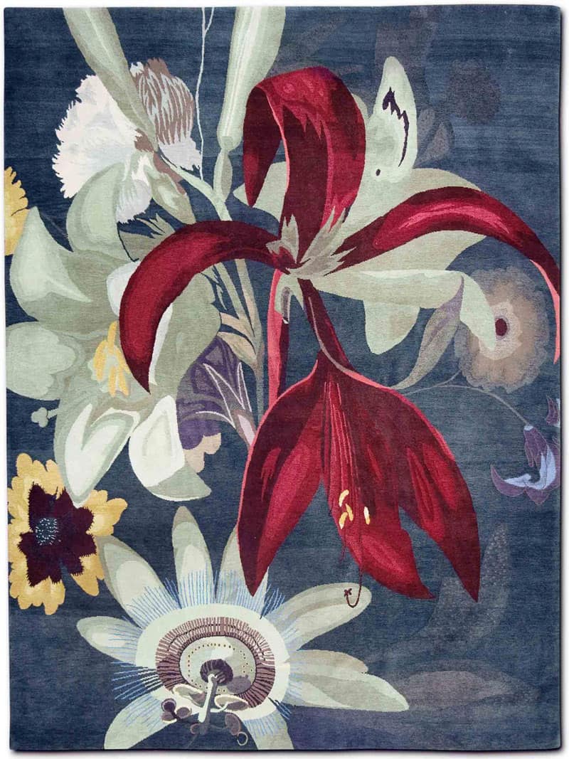 Red Flower Original auf Anthrazit Teppich | Größe: 274 x 365 cm