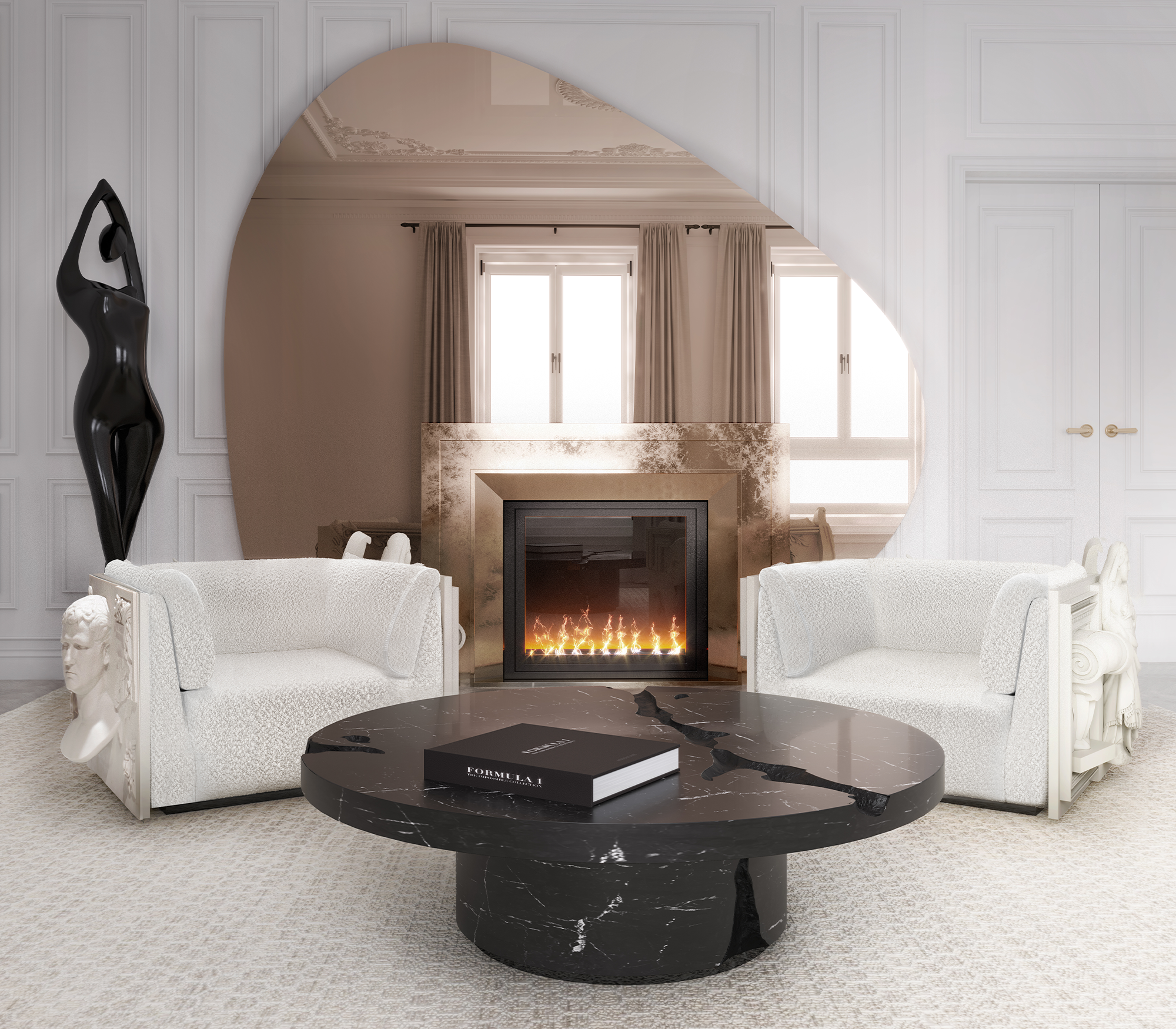 Dominion Nero Marquina 3‑teiliges Mitteltisch‑Set