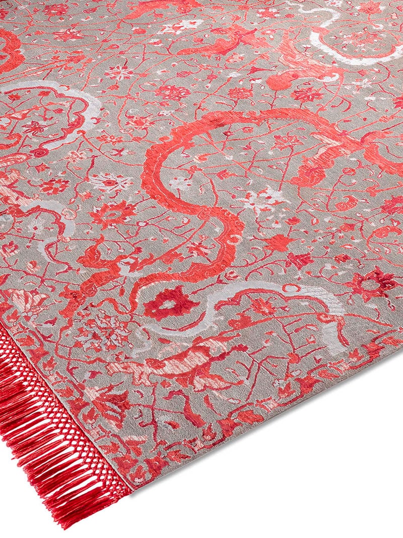 Tabriz Red auf Naturgrau Teppich | Größe: 250 x 300 cm