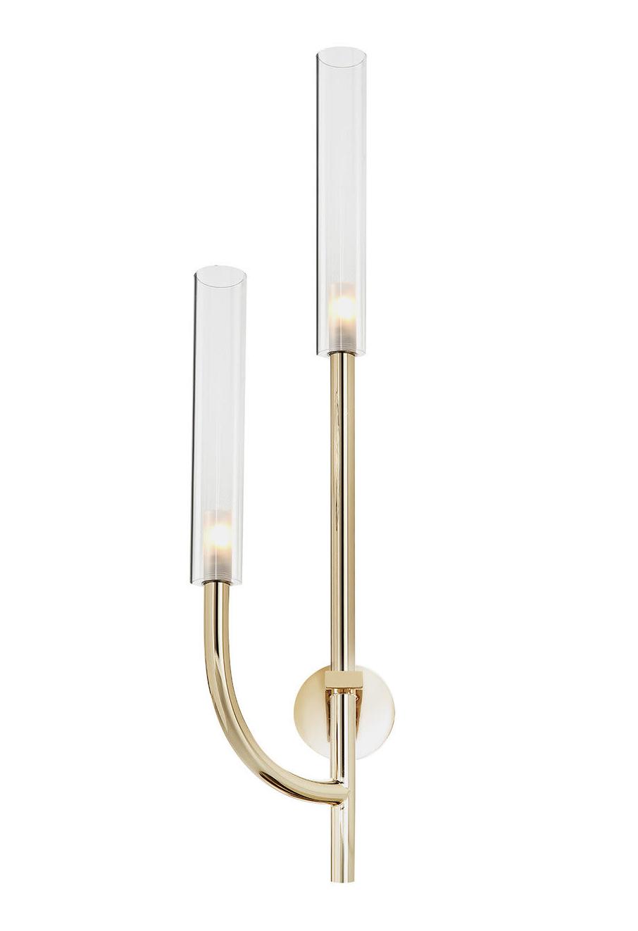 Gold Wandleuchte mit transparenten Pyrex-Glasschirmen