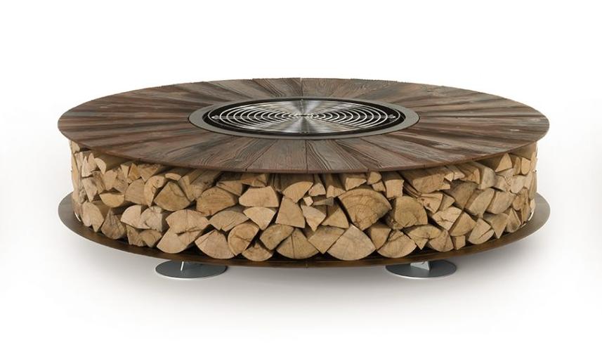 Zero Texture‑Feuerstelle | Fertigstellung: Iron Corten | Dimensions: Ø 300 cm