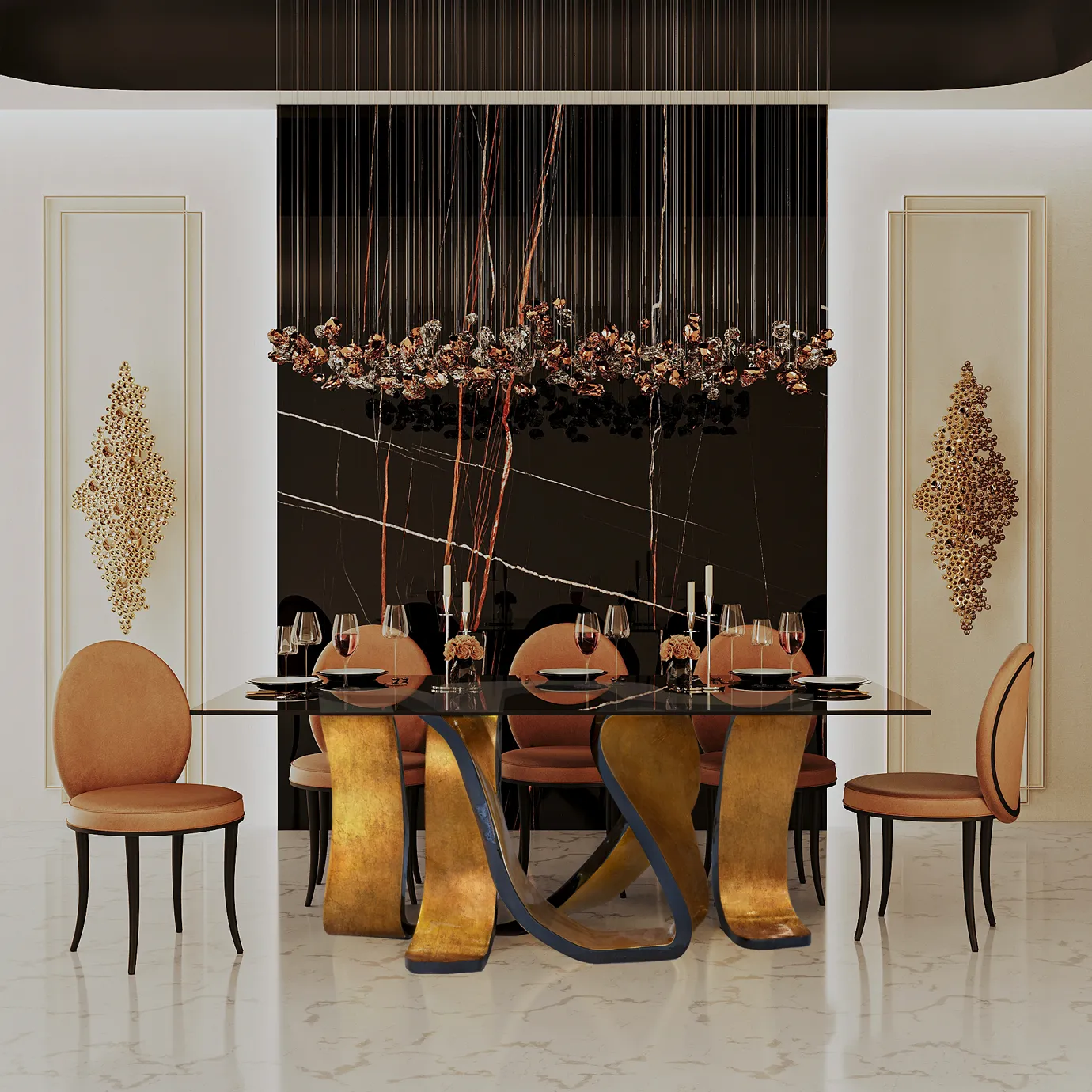 Ribbon Blattgold‑Esstisch