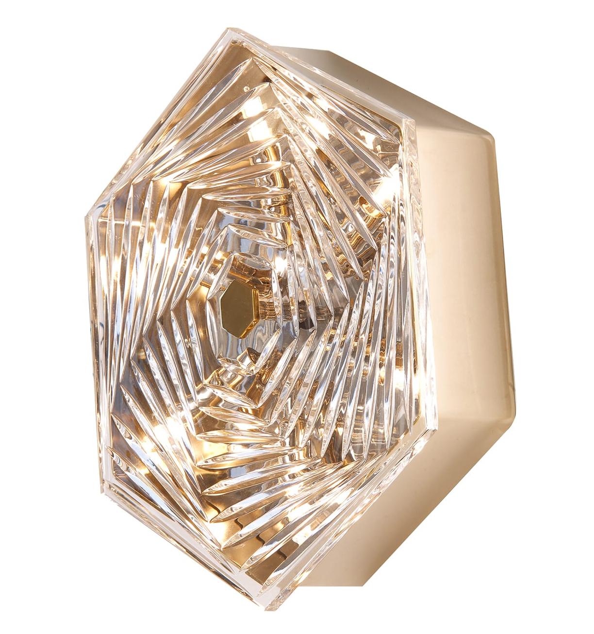 Soft Gold Sechseckige Kristall-Wandleuchte
