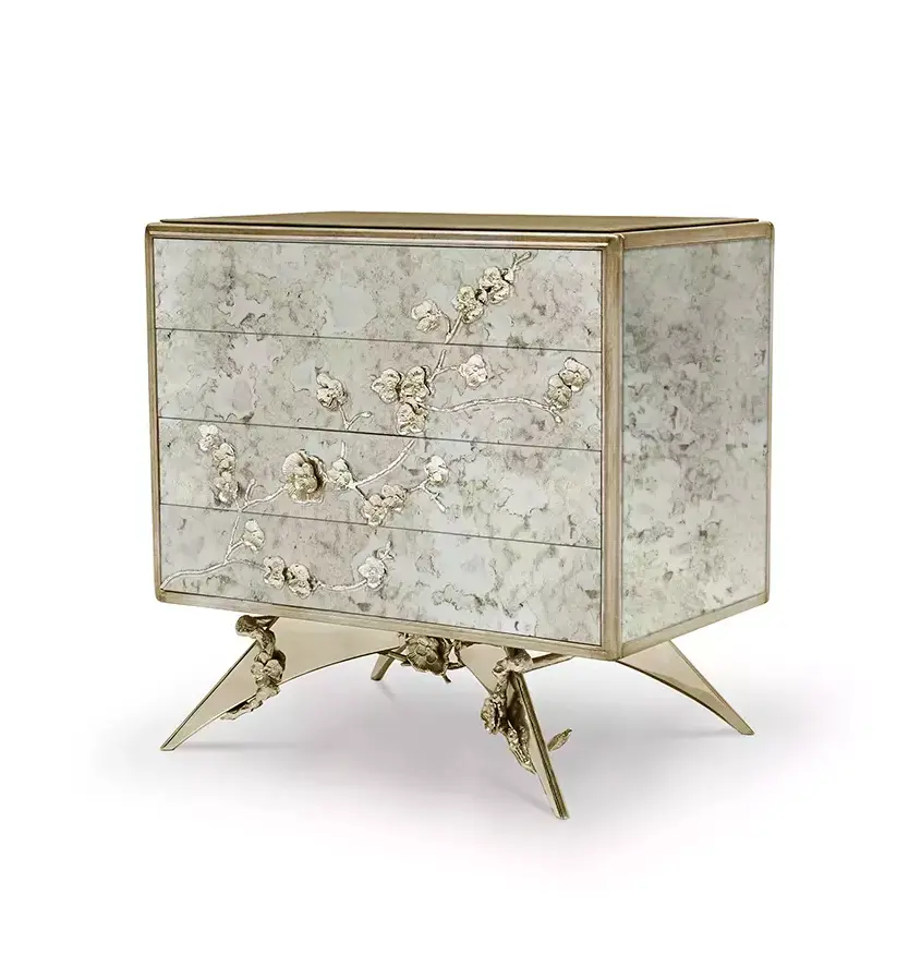 Mirage Gealterter Spiegel‑Nachttisch