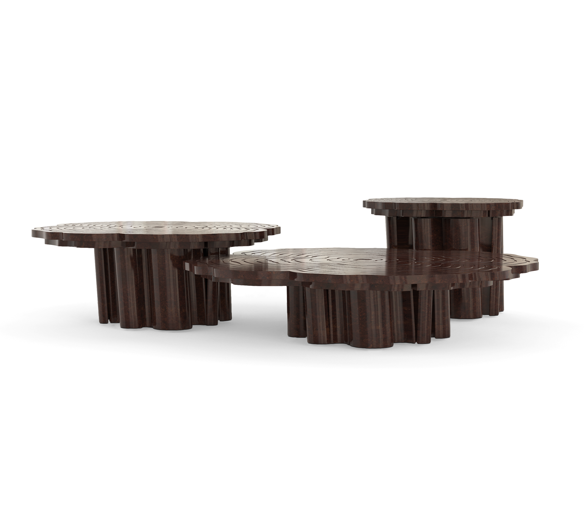Fortuna Walnuss 3‑teiliges Couchtisch‑Set