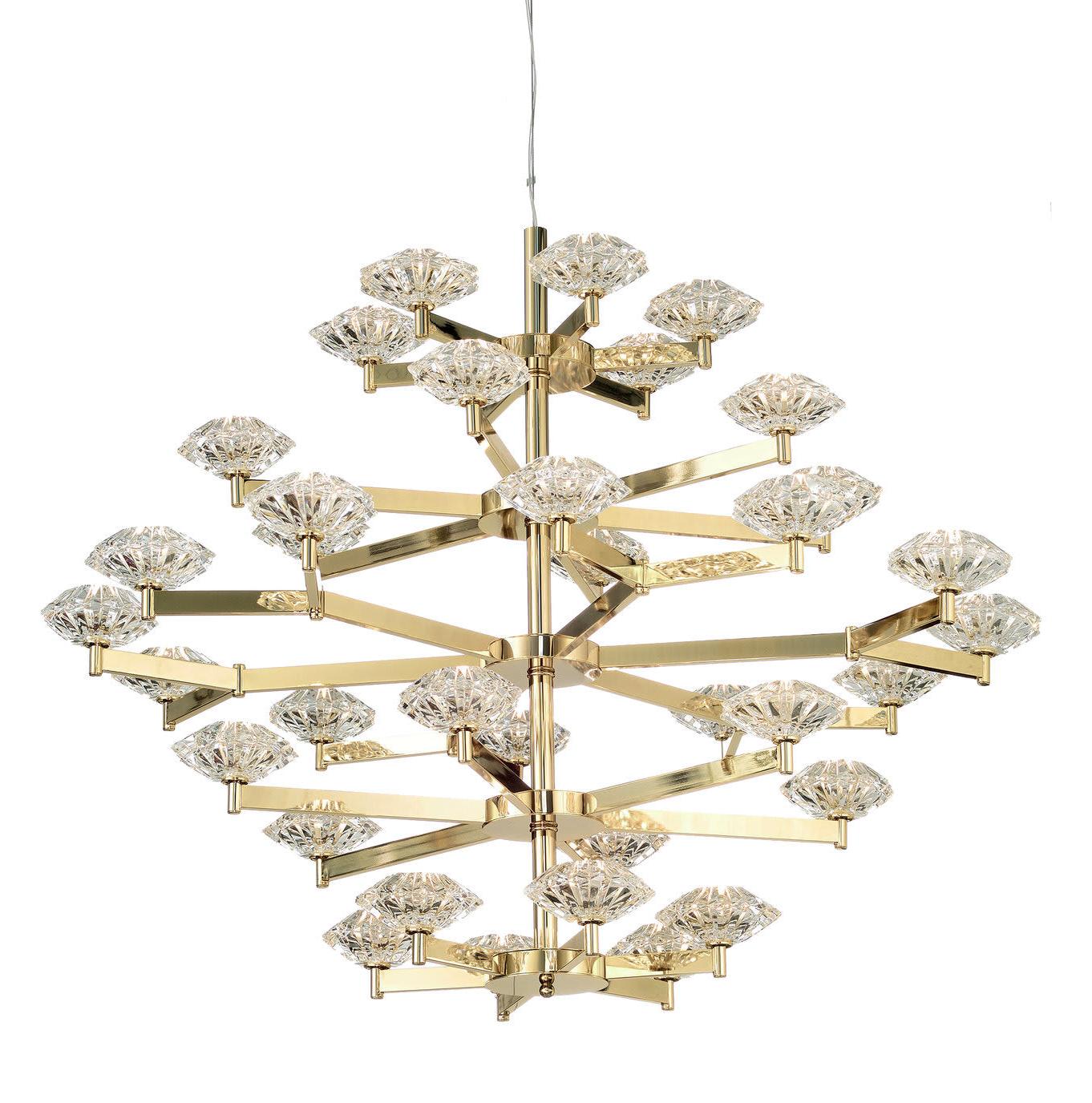 Art-Déco Gold Kristall-Kronleuchter