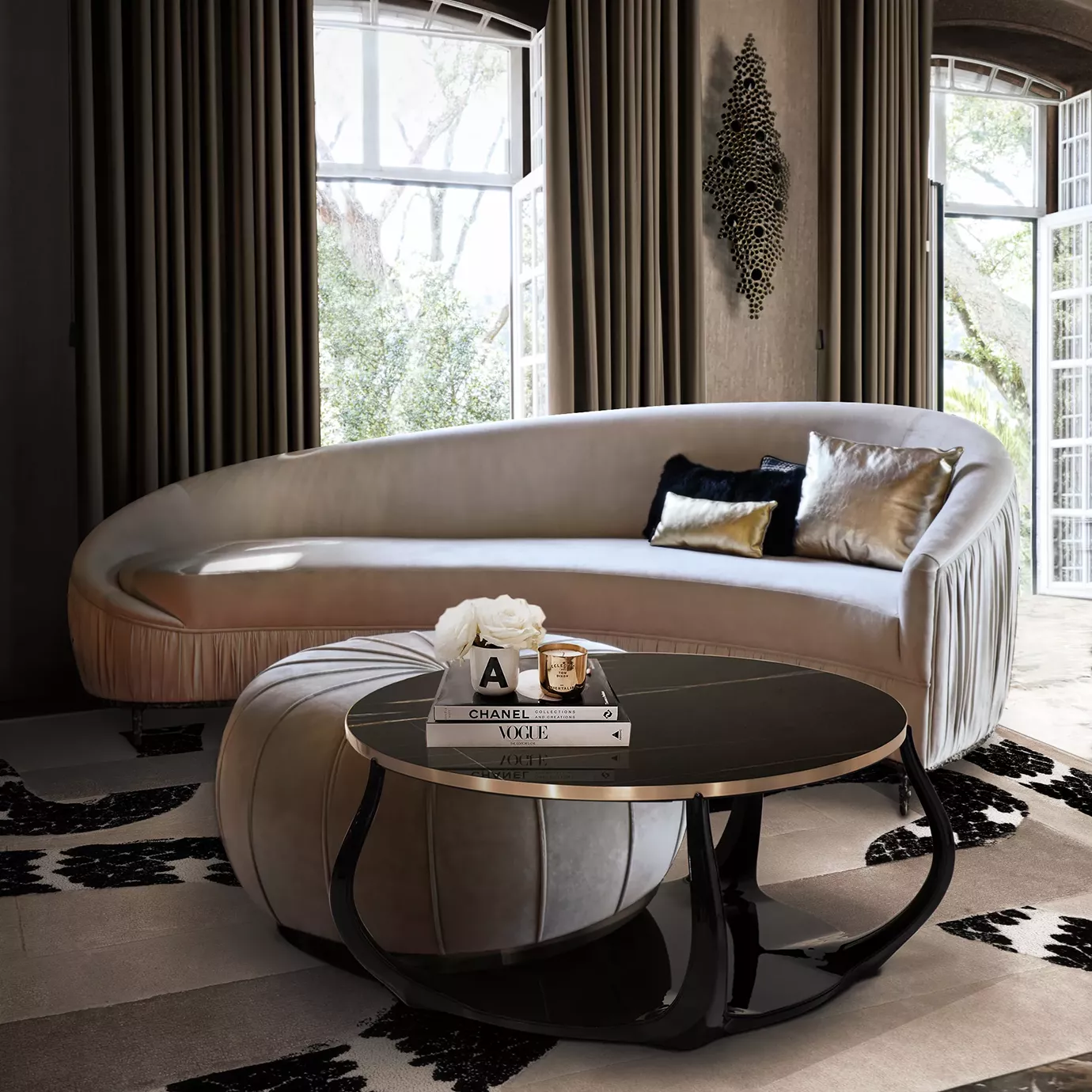 Enlace Sahara‑Noir‑Marmor‑Couchtisch