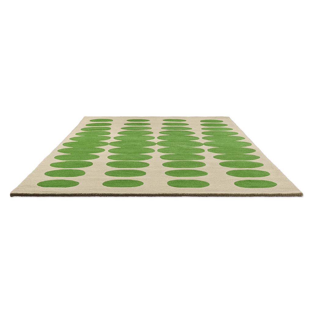 Optical Oval Green/Cream Teppich | Größe: 250 × 350 cm