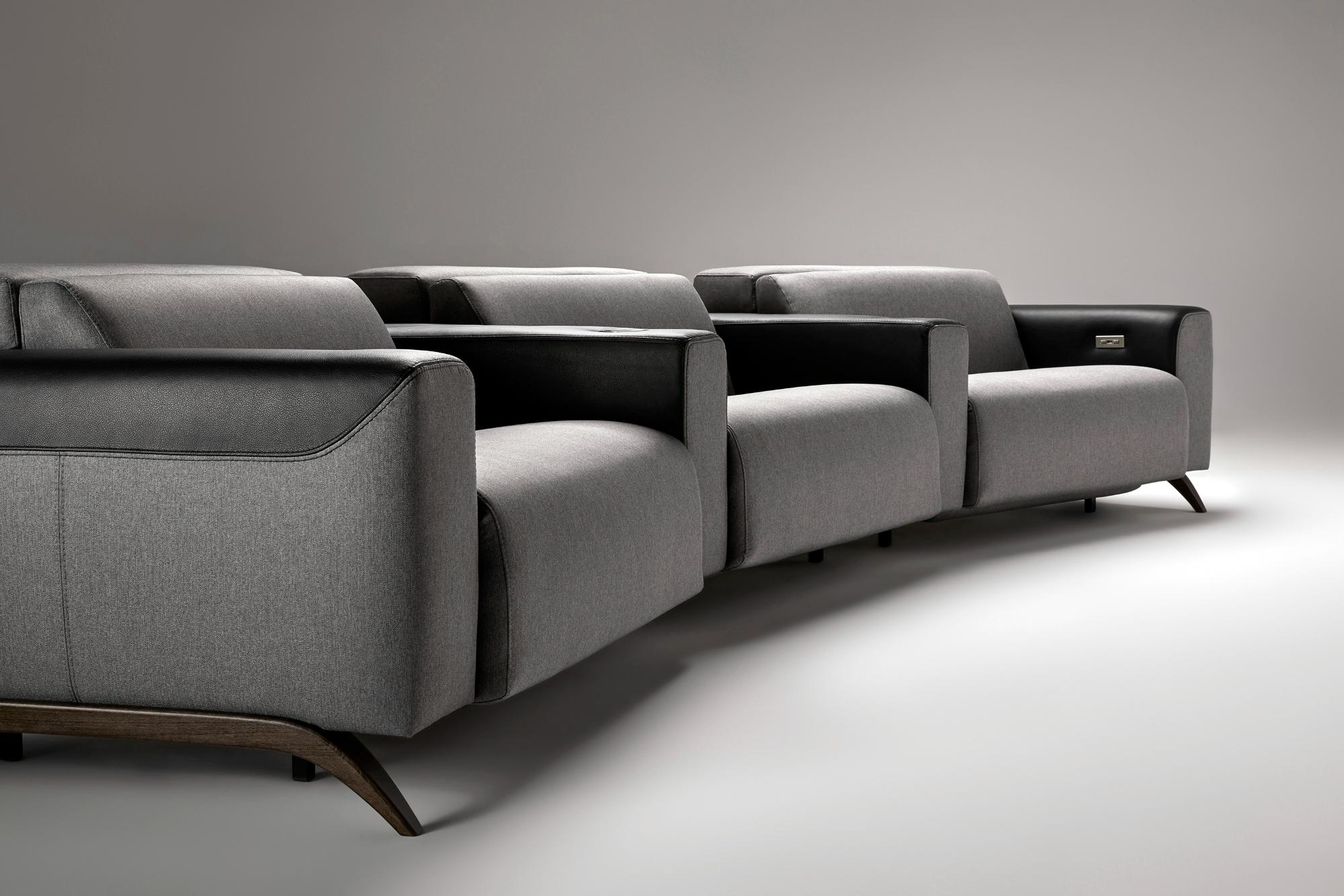 Atlanta Graues 3-Sitzer Geschwungenes Sofa