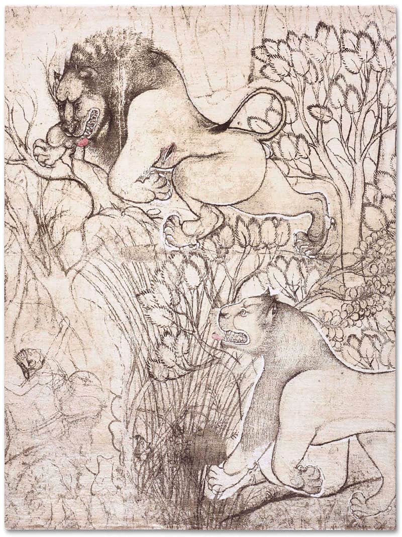 Two Lions Original auf Beige Teppich | Größe: 170 x 240 cm