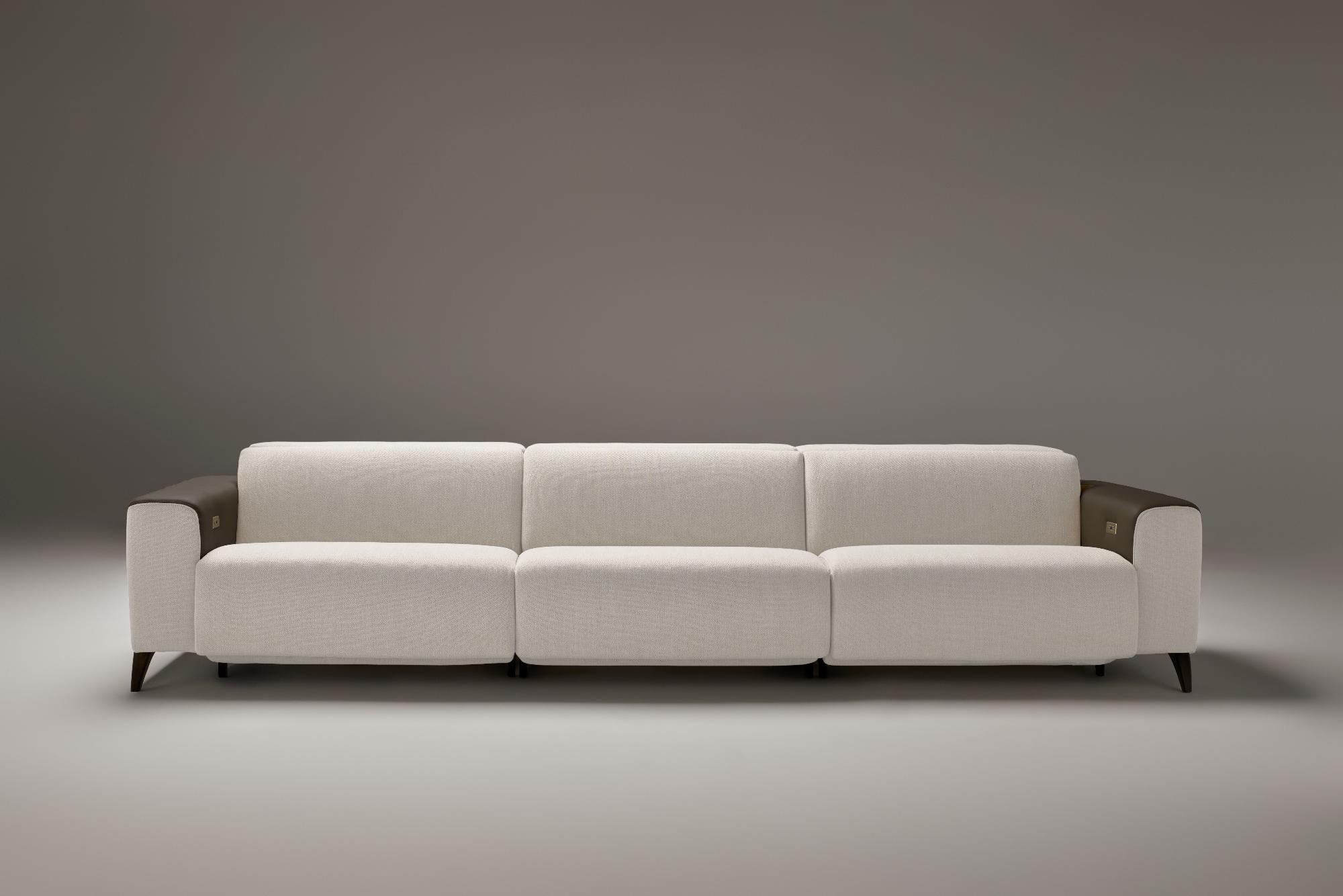 Atlanta Schwarz-Weißes 3-Sitzer Relaxsofa