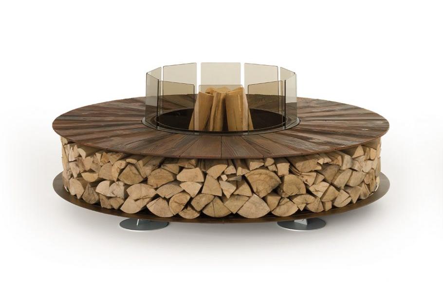 Zero Texture‑Feuerstelle | Fertigstellung: Iron Corten | Dimensions: Ø 300 cm