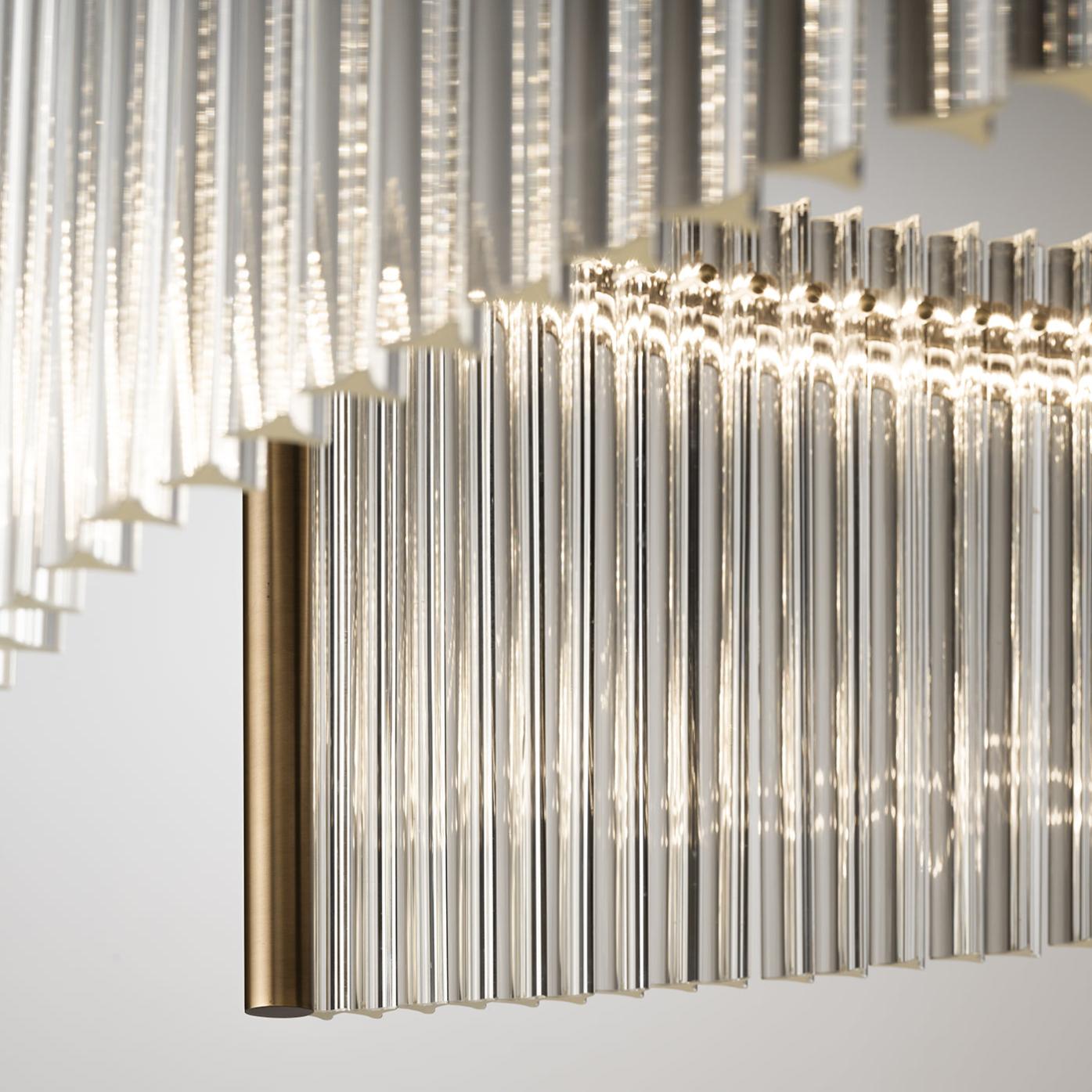 Transparenter Murano-Glas-Kronleuchter mit doppelter LED-Beleuchtung