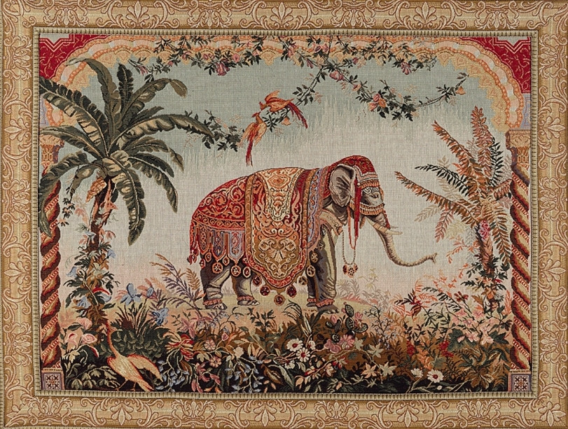 Elefant mit Rahmen Wandteppich | Größe: 50 x 67 cm