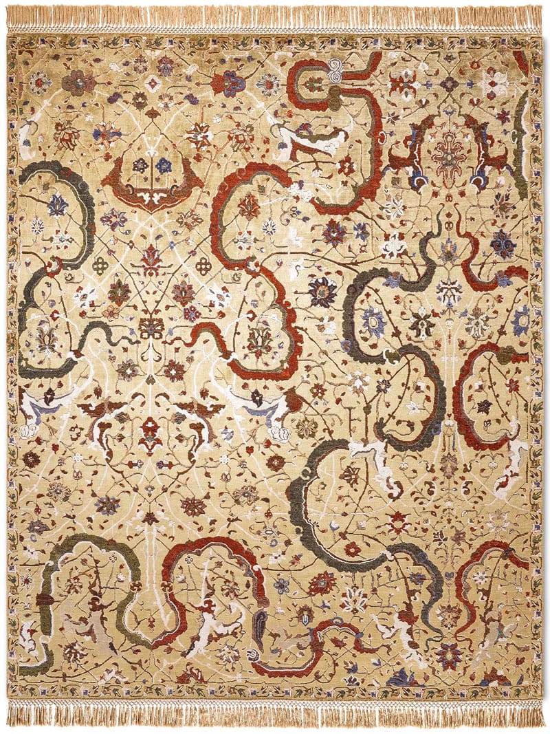 Tabriz Reverse Original auf Kaiser‑Gelb Teppich