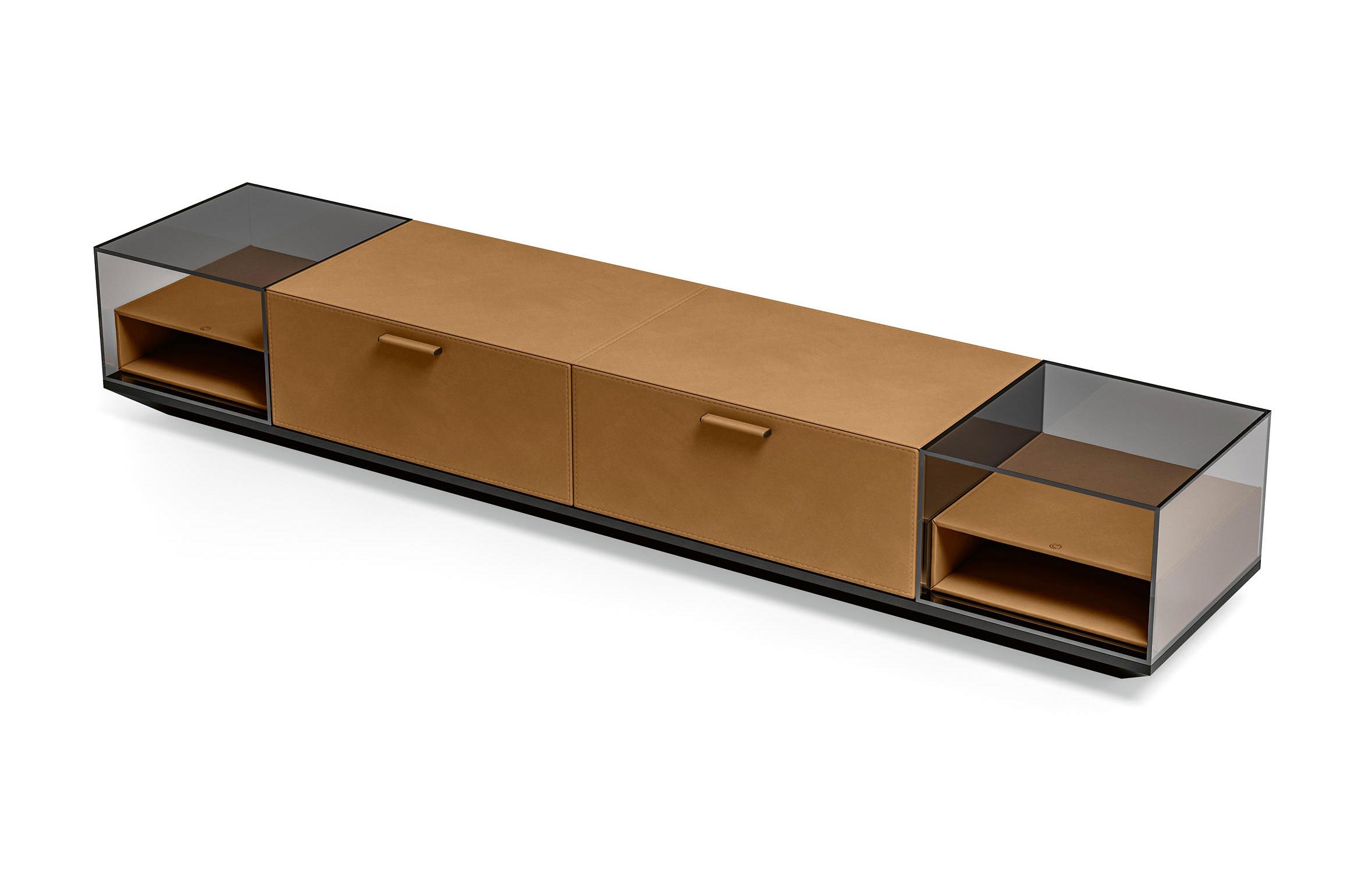 Leder TV‑Schrank | Dimensions: B 260 cm