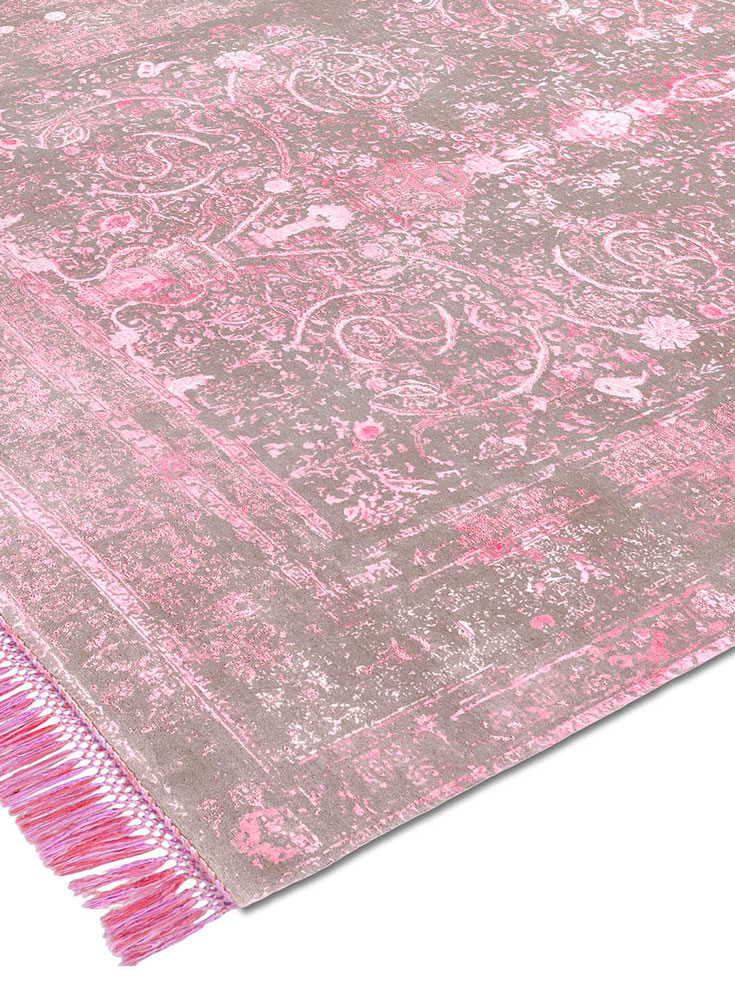 Soft Pink auf Naturgrau Teppich | Größe: 274 x 365 cm