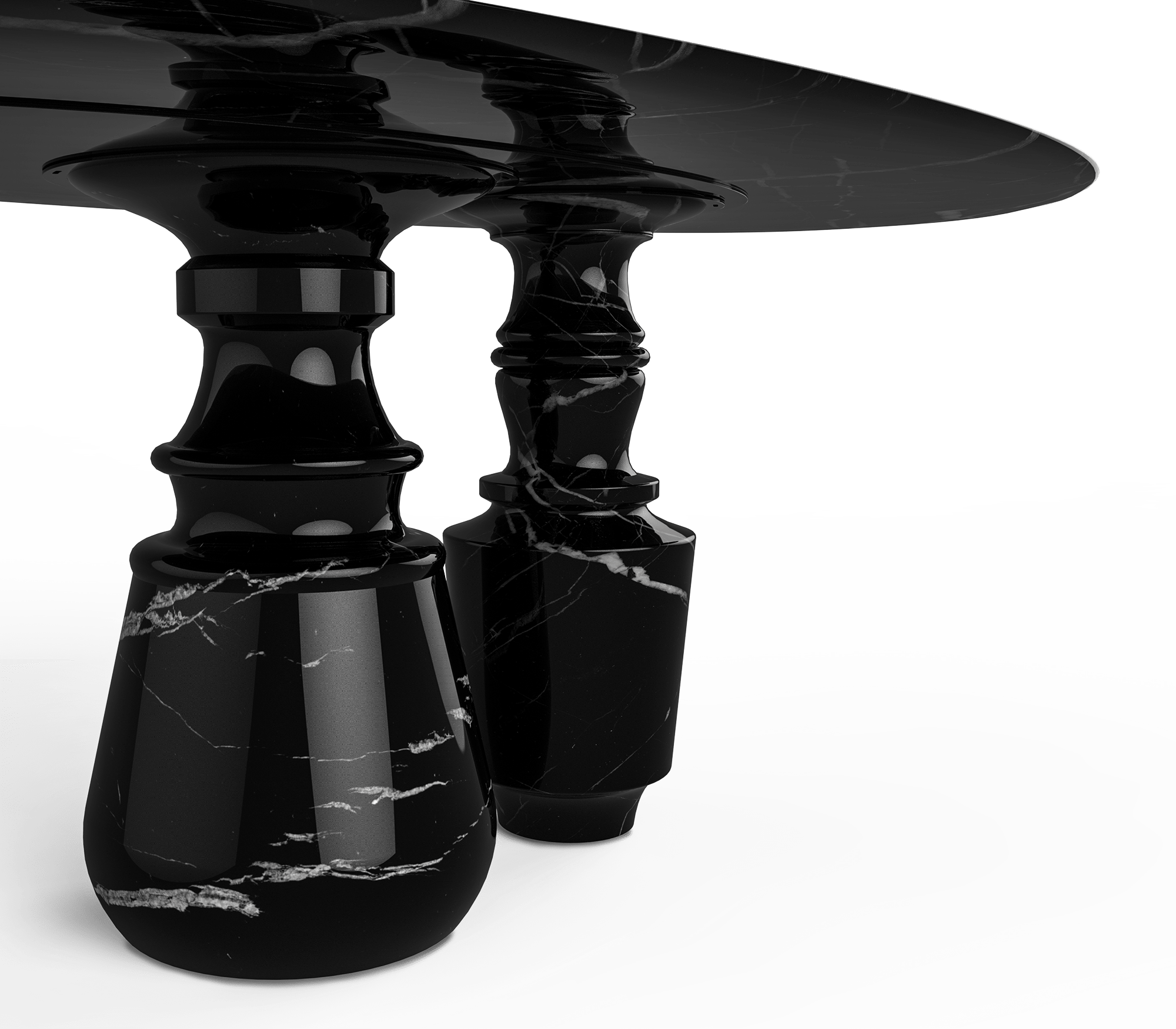 Obsidian Oval Nero Marquina Esstisch