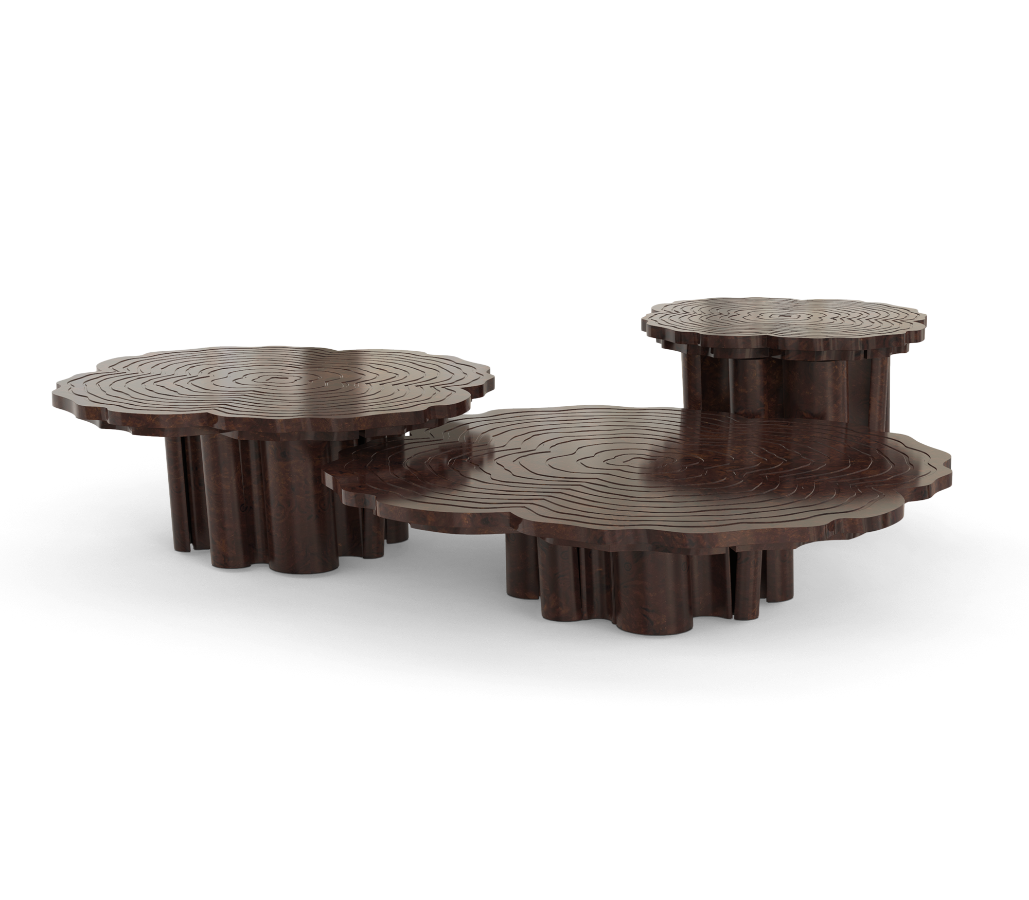 Fortuna Walnuss 3‑teiliges Couchtisch‑Set