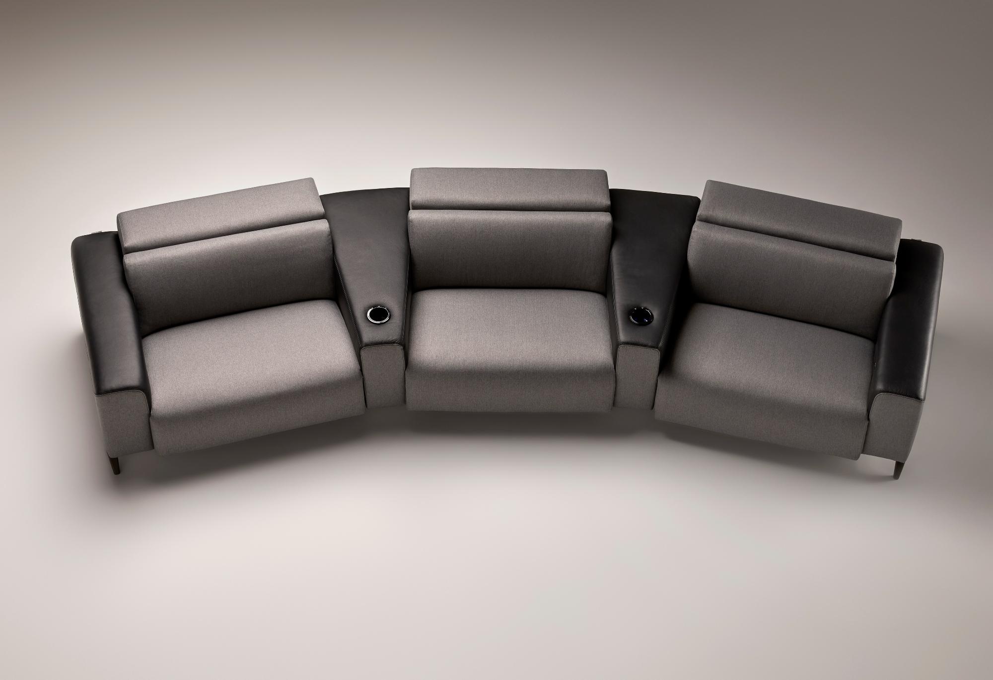 Atlanta Graues 3-Sitzer Geschwungenes Sofa