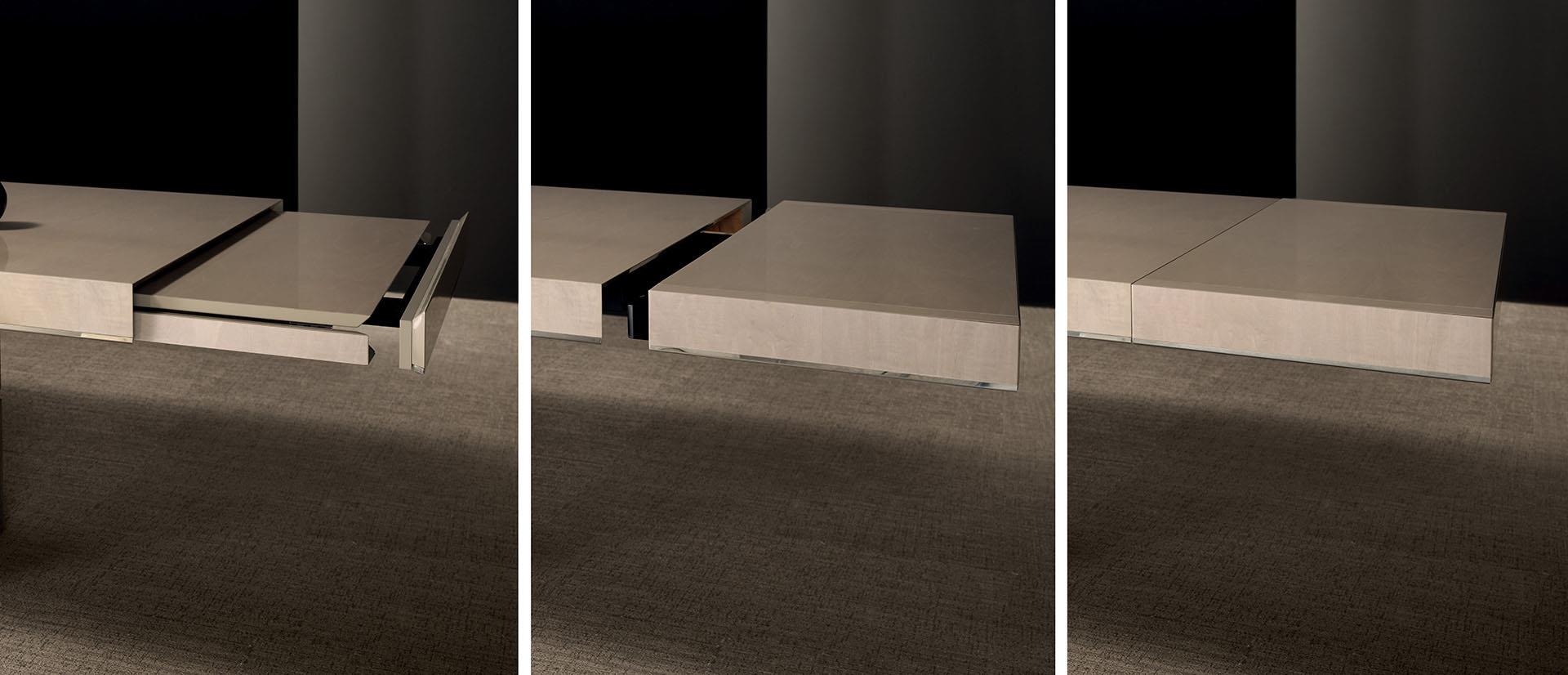 Leder‑Holz­ausziehbarer Tisch