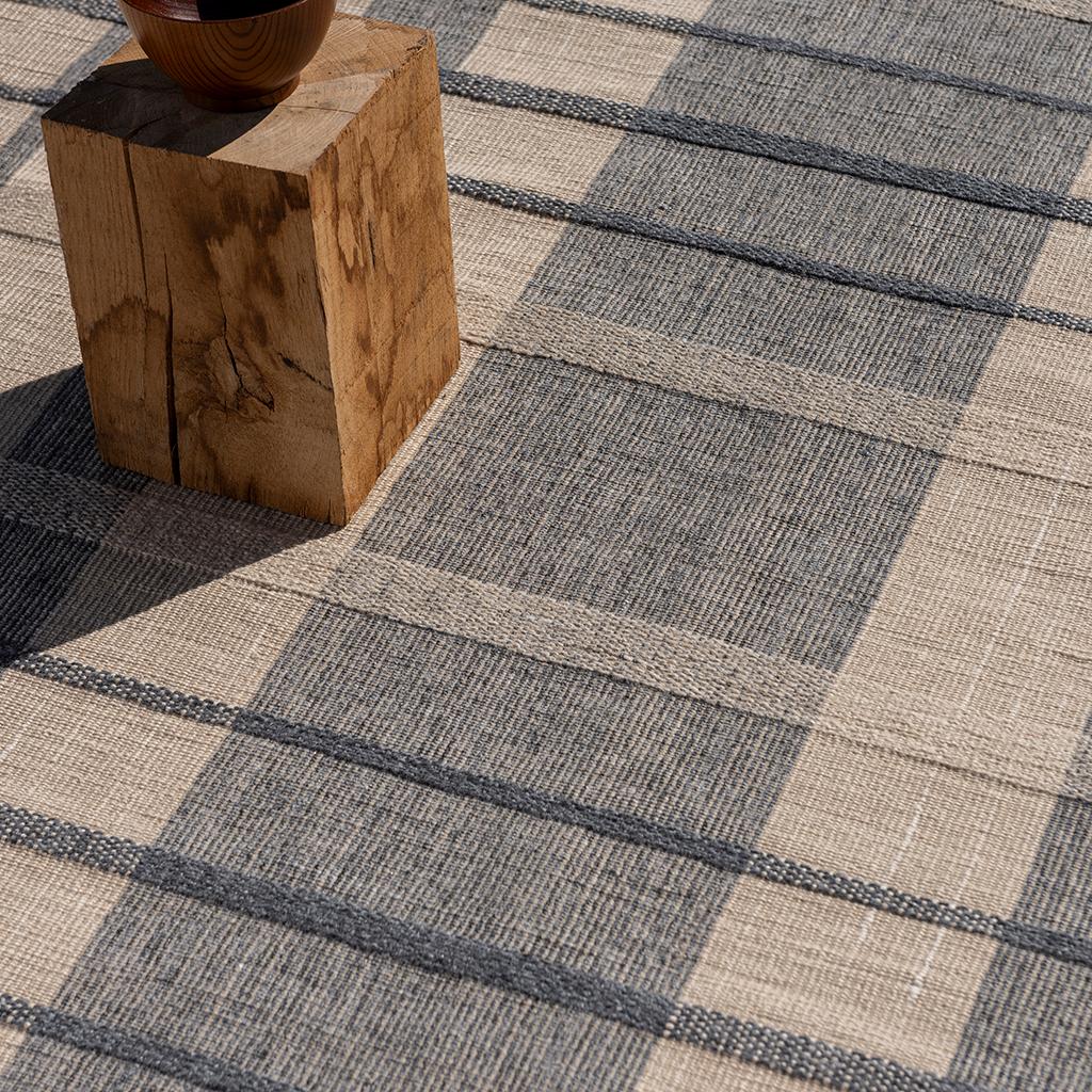 Zona Jeansblau Check Outdoor 497408 Teppich | Größe: 140 x 200 cm