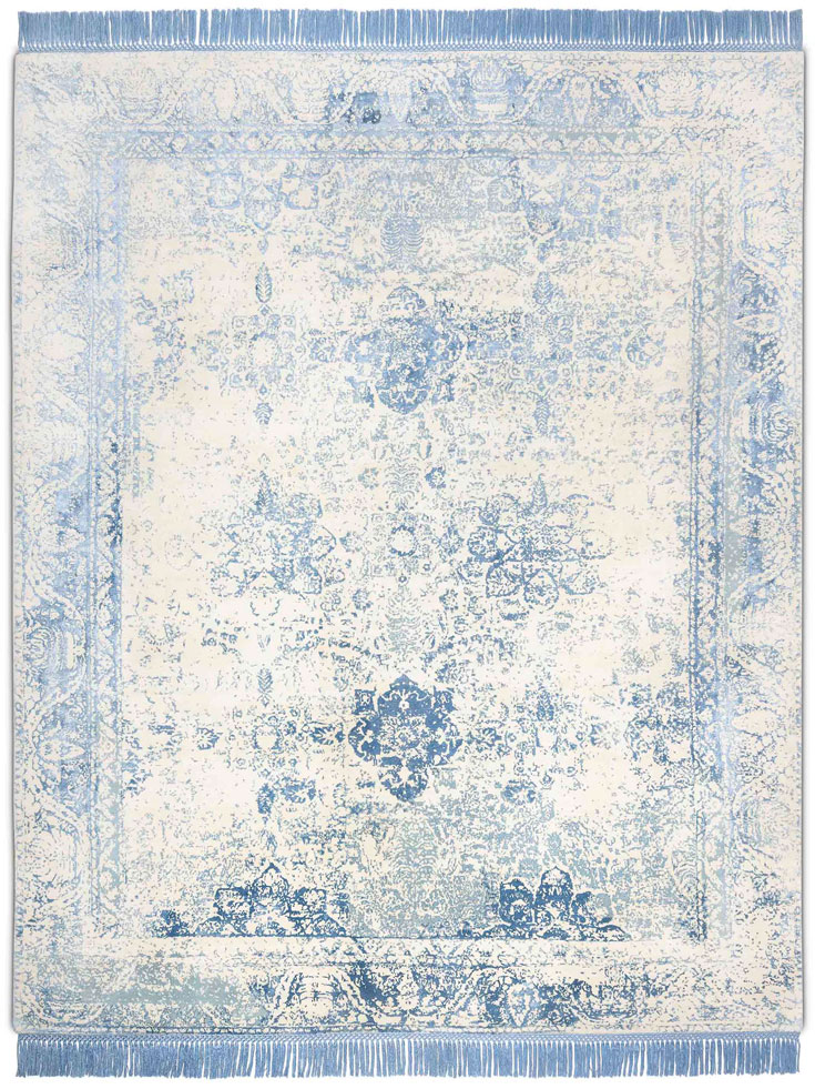 Light Blue auf Weiß Teppich | Größe: 170 x 240 cm