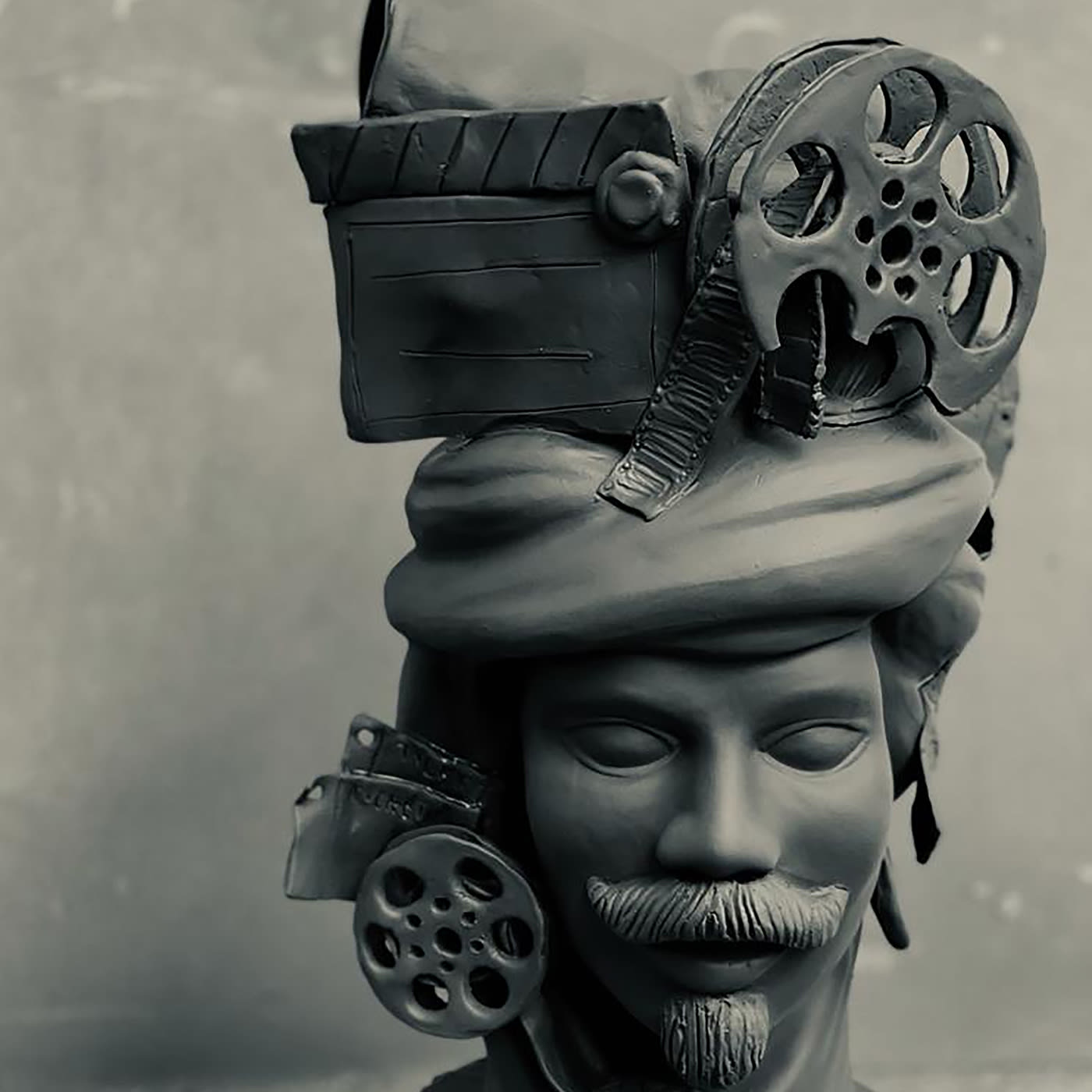 Maure‑Kopf grau matt Skulptur
