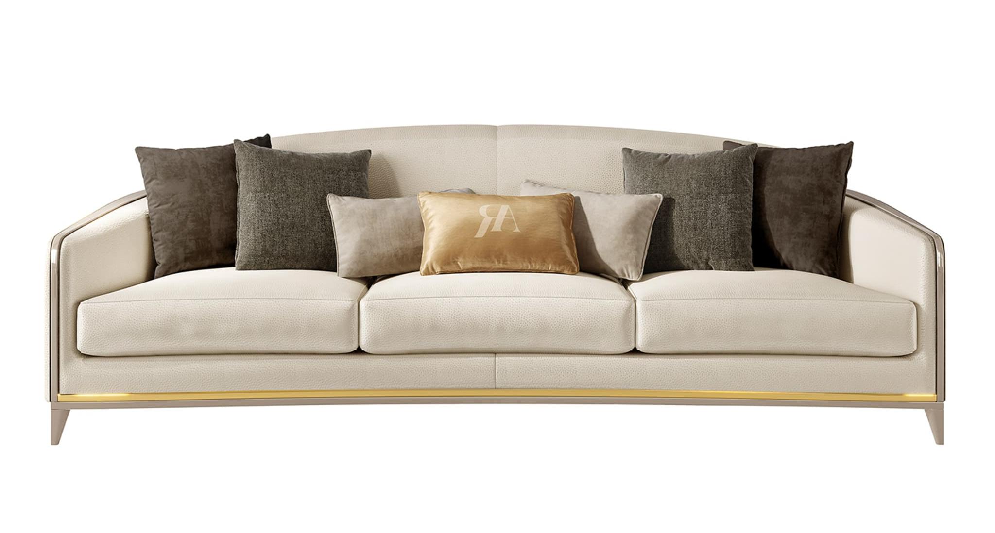 Elegance beiges 3‑Sitzer‑Sofa | Konfiguration: Mit Kissen